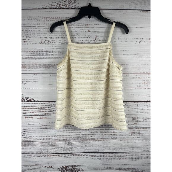 Maeve Tops - Maeve Anthropologie Tank Top Women's SZ 8 Textured Fringe Sleeveless Blouse Chic
